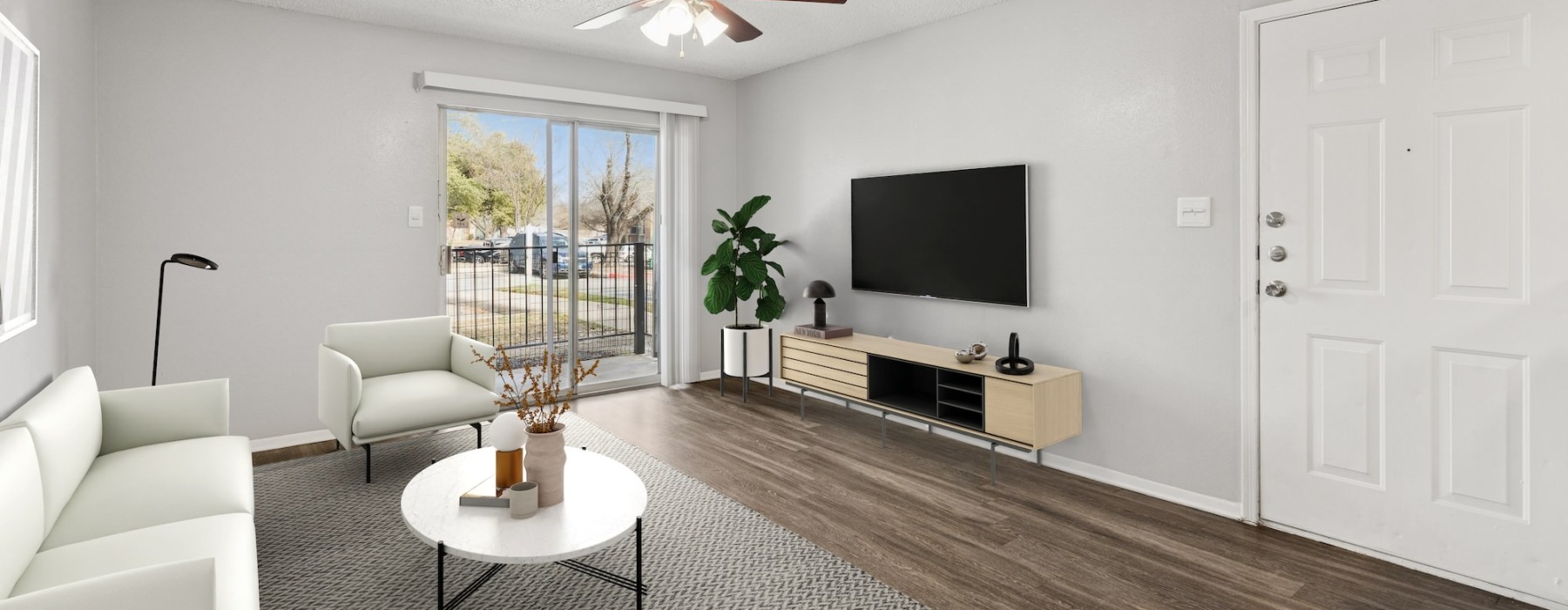 Open space living area with natural lighting